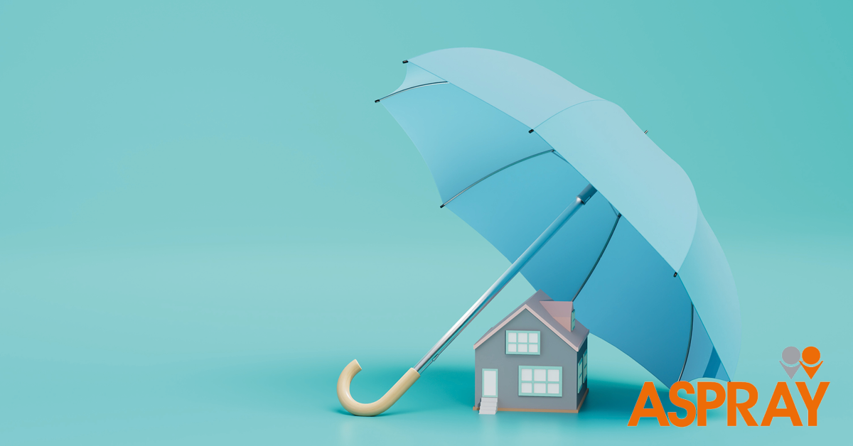 umbrella covering model of a house