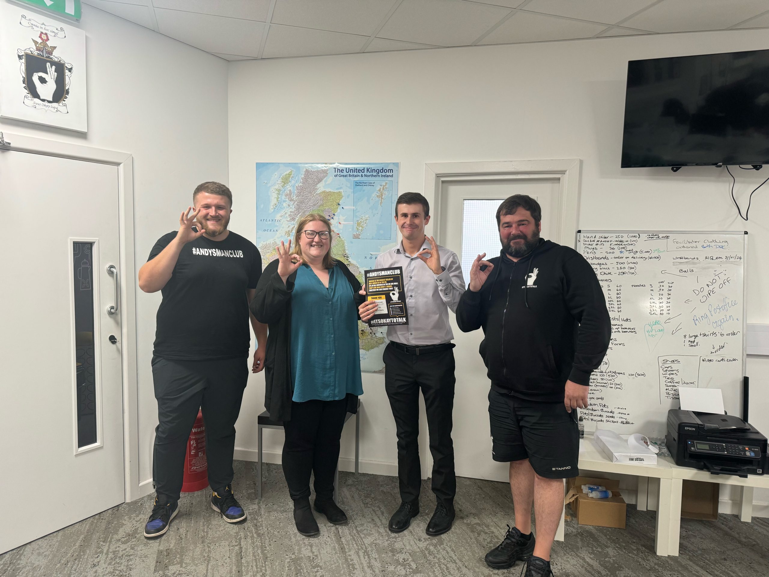 ANDYSMANCLUB - Men's Mental Health Support - Cheque Drop off. 